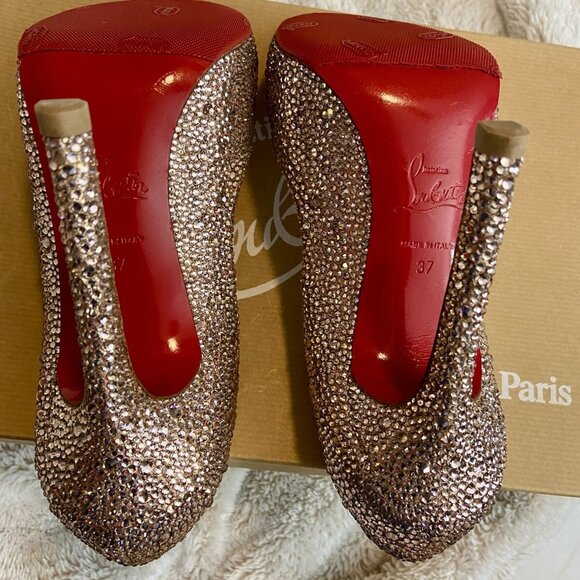 Christian Louboutin FLO STRASS 120 Suede Burma Specchio Toe 37 - Picture 4 of 6